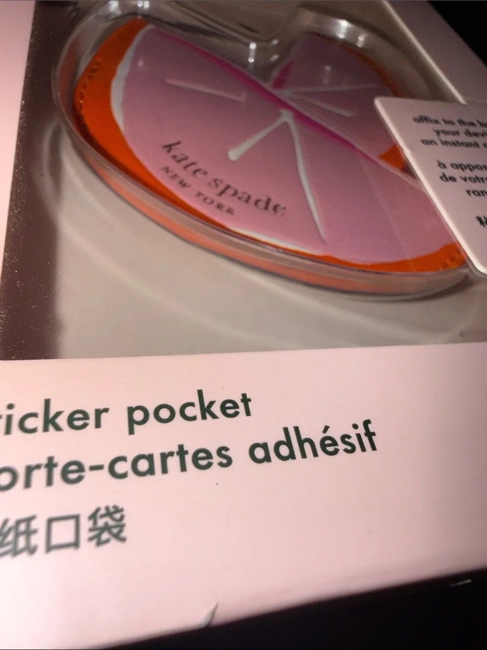 kate spade Pink and Orange Heart Sticker Pocket Cardholder